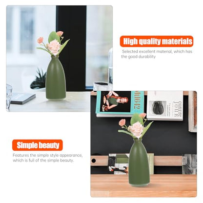 Toyvian Ceramic Zen Vase Green Dried Flower Vase Tabletop Artistic Home Décor for Desktop Arrangement and Meditation Space Decoration