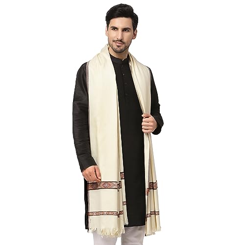 Weavers Villa Meditation Shawl/Wrap, Oversize Scarf or Stole. Unisex - color: White