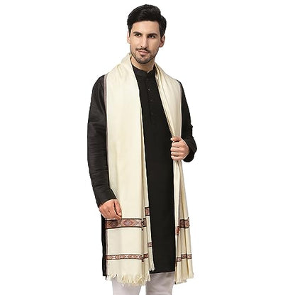 Weavers Villa Meditation Shawl/Wrap, Oversize Scarf or Stole. Unisex - color: White