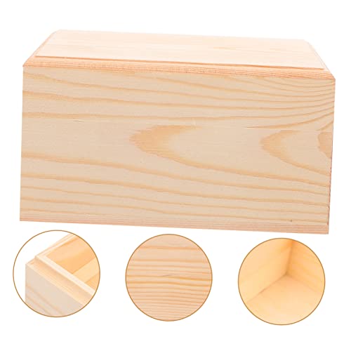 Outanaya Wooden Storage Box with Lid Square Sundries Organizer for Jewelry Gifts and More Premium Pine Material Design for Desktop Use - size: 12.5X12.5X6CM