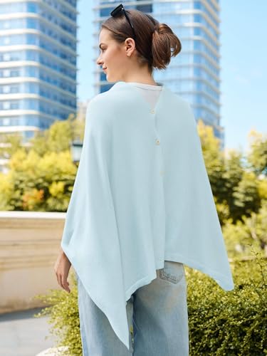 Lacretazhi Women'S Shawl Wraps Poncho Sweater Lightweight Knit Scarf With Buttons Versatile Cape Cardigan Spring Summer Fall - color: Light Blue