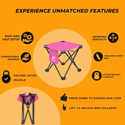 Opliy Camping Stool Upgrade Foot Stool for Camping Fishing Hiking Gardening and Beach, Camping Seat with Carry Bag (Rose Red) - color: Rose Red