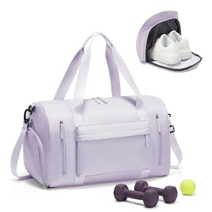 Gym Bag for Women,Travel Duffel Bag with Shoes Compartment Personal Item Carry On Overnight Bag for Mens Weekender Bag Training Handbag Sports Gym Tote Bag Yoga Bag Purple - color: J3-Purple