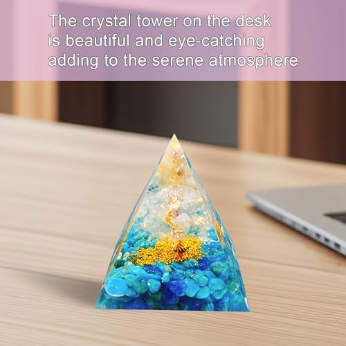 Tree of Life Orgone Pyramid,Natural White Quartz&Apatite Orgonite Healing Crystal Pyramid,Crystal Stone Positive Reiki Energy Generator Collection Wealth Lucky Meditation Tool(6cm) - color: White1