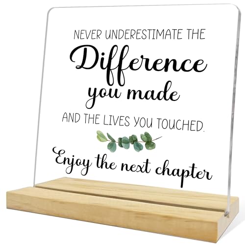 Goodbye Gifts For Coworkers,Enjoy the Next Chapter Acrylic Desk Sign,Going Away Gift for Boss Leaving Job Retirement Gifts For Women Men - color: Goodbye