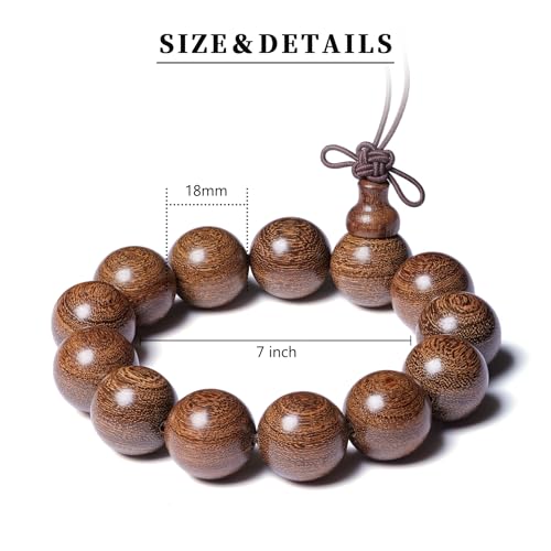 Wooden Prayer Bead Bracelets Traditional Buddhist Mala Bracelet,1pc/pack - size: Dia.18X13mm, style: JinsiTanJG