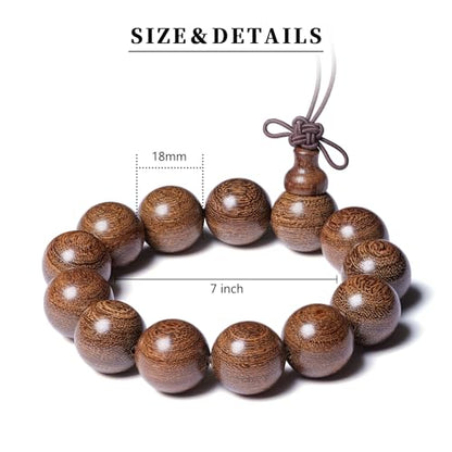 Wooden Prayer Bead Bracelets Traditional Buddhist Mala Bracelet,1pc/pack - size: Dia.18X13mm, style: JinsiTanJG