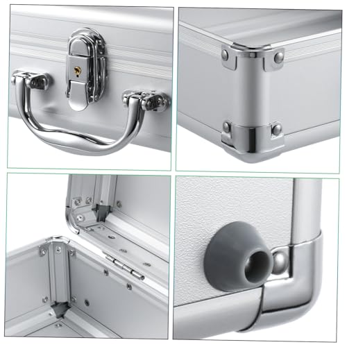 Tofficu Aluminum Alloy Briefcase Lockable Hard Case for Makeup Tool Storage Portable Container with Handle Design for Transport of Valuables