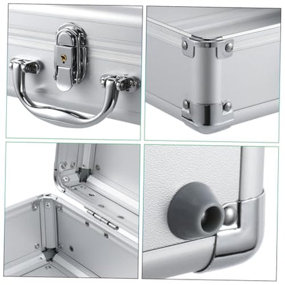 Tofficu Aluminum Alloy Briefcase Lockable Hard Case for Makeup Tool Storage Portable Container with Handle Design for Transport of Valuables