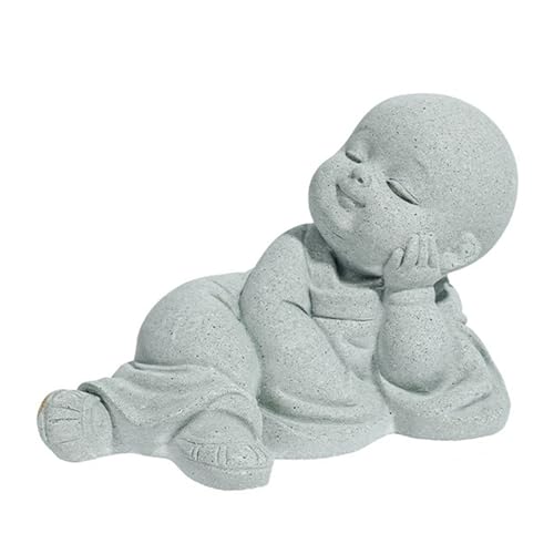 Buddhist Statue Blue Sandstone Sculpture Handcrafted Spiritual Art for Desk Bookshelves Decoration Small Bluestone Statue - color: F