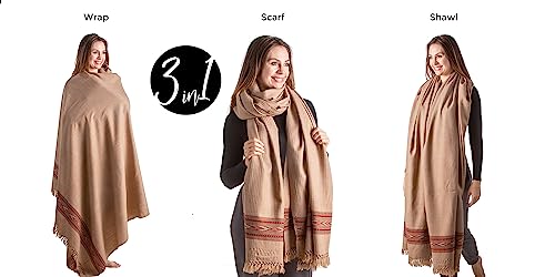 Exotic Meditation Shawl - Large Unisex Prayer Wrap, Oversize Scarf & Versatile Indian Stole Blanket - color: Brown