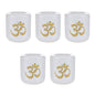 Mega Candles 5 pcs Ceramic Gold Om Chime Ritual Spell Candle Holder - White - color: Gold