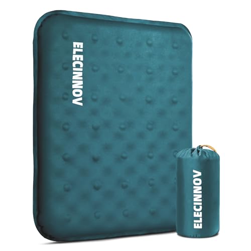 Inflatable Seat Cushion, Self Inflating Memory Foam Stadium Seat Cushion Lightweight Camping Chair Pad Airplane Cushion for Long Flights Outdoor Travel Bleacher Office Car Backpacking (Blue) - color: Blue-1pack