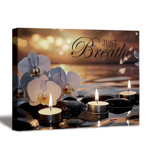 Orchid Wall Art Canvas Prints Black And Gold Bathroom Wall Decor,Zen Framed Art Poster Living Room Women Bedroom Meditation Yoga Aesthetic Decoration 12"x16" - color: Framed-Lotus Zen Wall Art