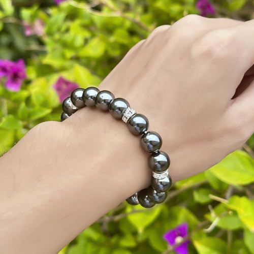 Healing Bracelet For Women Anxiety Crystal Bracelet Chakra Beaded Bracelets Rose Quartz Crystals And Healing Stones Yoga Bead Bracelet Calming Stretch Bracelet Stress Relief Gifts For Women - color: Black-Hematite