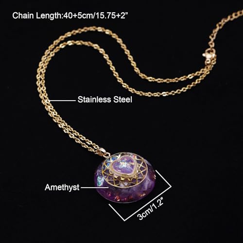 Day Day Up Orgone Pendant Heart Energy Necklace - Healing Crystal Necklaces For Women With Reiki Quartz Gemstones - Fashion Jewelry