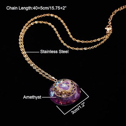 Day Day Up Orgone Pendant Heart Energy Necklace - Healing Crystal Necklaces For Women With Reiki Quartz Gemstones - Fashion Jewelry