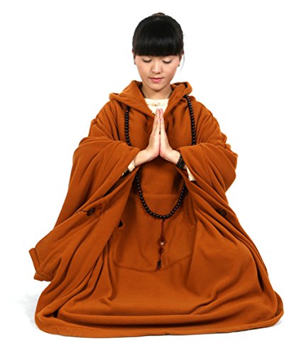 Meditation Buddhist Hooded Cloak Coat Women Men Outfit Oversize Coat - color: Orange, size: Large