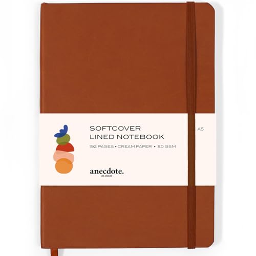 ANECDOTE. Softcover Ruled Journal with Thick 80 gsm Lined Cream Paper A5 size (8.3 inches x 5.4 inches) - Daily Writing Notebook for Travel, School and Office Use - Diary for Women and Men - Camel - color: Camel