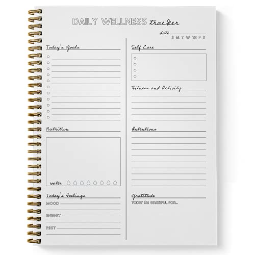Softcover Trust The Journey 8.5" x 11" Motivational Spiral Health Journal/Notebook, 120 Daily Wellness Tracker Pages, Durable Gloss Laminated Cover, Gold Wire-o Spiral. Made in the USA - style: Trust the Journey