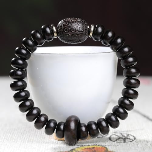 Zen Dear Unisex Natural Ebony Wood Buddhist Prayer Bead Necklace Bracelet Tibetan Prayer Mala Beaded Black - style: 6mmx10mmx28Abacus Beads