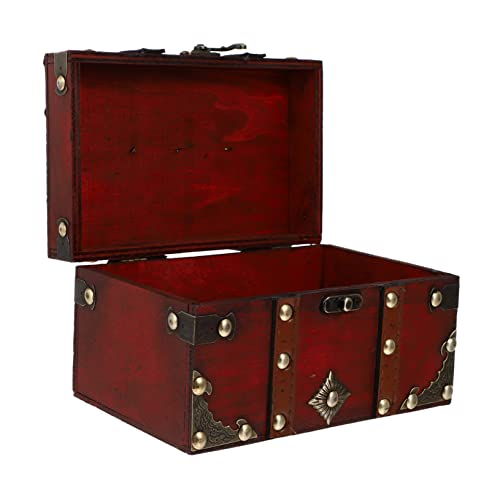 Retro Wooden Square Storage Box Small Sturdy Desktop Organizer for Jewelry Bracelets Necklaces and Sundries Vintage Handmade Decorative Chest for Home and Office Storage