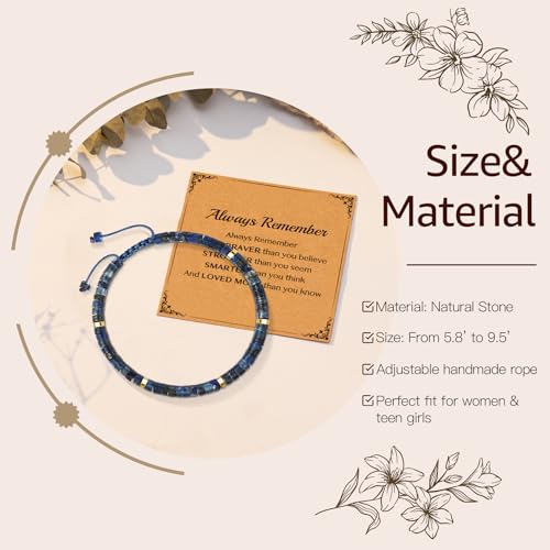 Thank You Gifts for Women: Teacher Appreciation Office Gifts for Coworkers Employee Boss Lady Manager Colleague Natural Stone Bracelet - color: Blue-Remember