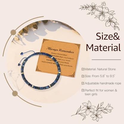Thank You Gifts for Women: Teacher Appreciation Office Gifts for Coworkers Employee Boss Lady Manager Colleague Natural Stone Bracelet - color: Blue-Remember