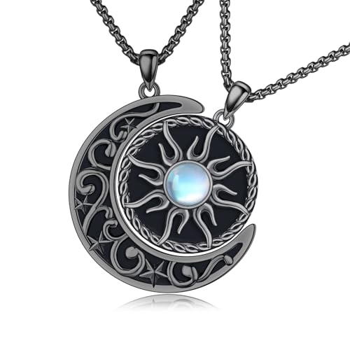 Yin Yang Necklaces for Women Men 925 Sterling Silver Pendant Necklace Yin Yang Jewelry for Women Men Couples - style: Sun Moon #9