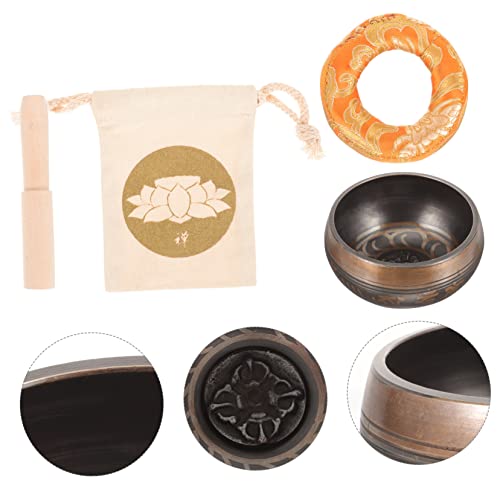 1Set Tibetan Singing Bowl Meditation Set Sound Bowl with Mallet Mat and Bag for Mindfulness Relief and Improved Sleep Quality for Meditation