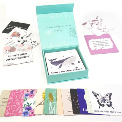 Positive Affirmations Cards for Women - 52 Mindfulness Cards with Affirmations and Inspirational Quotes - Motivational Cards, Meditation Cards, Inspirational Cards, Daily Affirmation Cards - A - color: A-Cyan