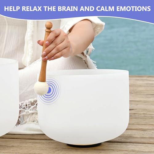 2 Pieces Singing Bowl Mallet Set， Suede Striker Solid and Hollow Sound Bowl Stick, Crystal Sound Bowl Rubber Mallet with Wood Handle for Playing Singing Bowl - size: mallet