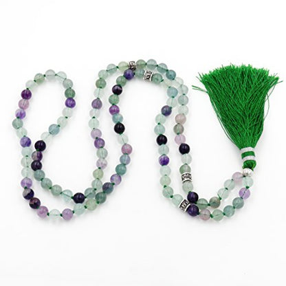 mala Beads Necklace for Women Man, mala Bracelet, Prayer Beads Necklace - color: rainbow fluorite