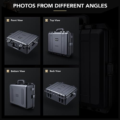 Lykus HC-5020 Large Waterproof Hard Case with Foam, Interior Size 19.7x15.7x8.3 inch, Suitable for electronic equipment and more