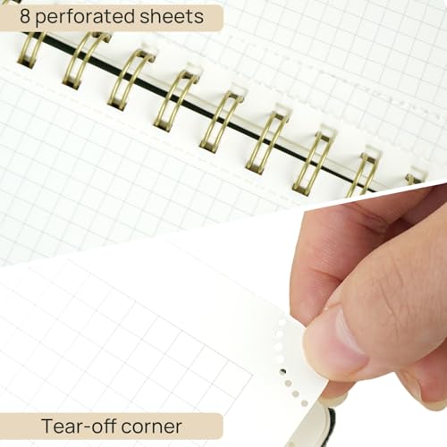 POPRUN Graph Spiral Journal Notebook - A5, 141 Pages Grid Notebooks for Women Men, 120 GSM Hardcover Graphing Journals for Work, School, Engineering & Graphing, 5.75'' x 8.25'', Haze Blue - color: Haze Blue, style: Grid