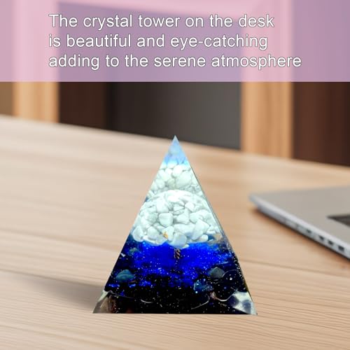 Tree of Life Orgone Pyramid,Natural White Pine Stone&Obsidian Orgonite Healing Crystals Pyramid,Crystal Stone Positive Reiki Energy Generator Collection Wealth Lucky Meditation Tool(6cm) - color: White