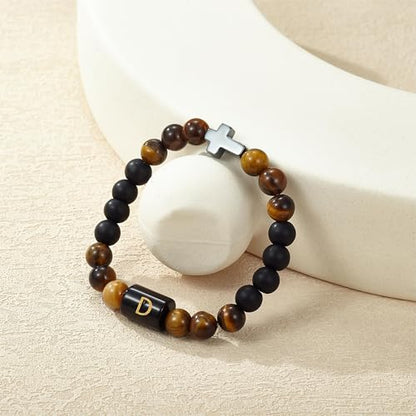 Beaded Bracelets For Women Stone Bracelets For Women Agate Stone Bracelet Natural Bracelet Stone Of Peace Handmade Yoga Stretch Elastic Bracelet - color: Tiger eye- D