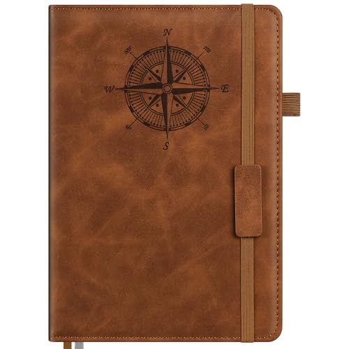 Notebook Journal for Women Men: Leather Journal for Writing, Hardcover College Ruled Journals Notebooks with Thick Paper, Large A5 Daily Journal for Travel, Diary, Gifts for Teens, 5.7"×8.5", Coffee - color: Coffee, size: A5