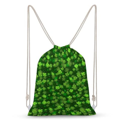 St Patricks Day Green Shamrock Clover Leaf Grass Portable Canvas Drawstring Backpack with Drawstring Pockets 35x50cm - color: St Patricks Day Green Shamrock Clover Leaf Gr, size: 35x50cm