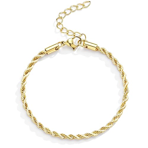 3mm Diamond Classic Tennis Bracelet for Women Dainty, Gold Jesus Cross Bracelets Trendy, 14K Gold Plated Heart/Evil Eye/Pearl/Starfish & Seashell Charm Bracelets for Women Bulk - style: Rope-New