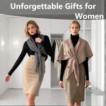 Pashmina Blend Shawl Wraps Women Knitted Shawls Wraps Cardigan Cape Cashmere Shoulder Top Sweater Shawl travel scarf - color: Light Brown