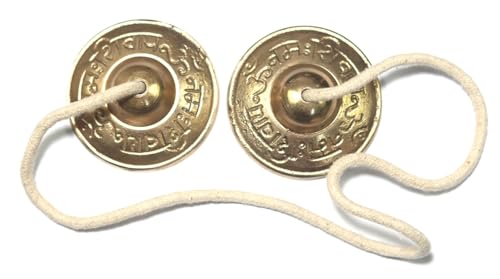 Tibetan Manjeera Tingsha Meditation Bell, Chime Bells, Cymbals, Buddhist Meditation, Yoga Bell Chimes small, auspicious symbol (Manjeera-08) - size: Manjeera-08
