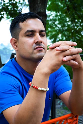 Hands Of Tibet Embedded Medicine Bracelet Yoga Healing Beads Adjustable Wrist Mala Many Color Choices (White/Red)