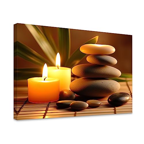 DOARTDO Zen Wall Art Flaming Candle and Zen Stone Pictures Spa Painting Canvas Prints Modern Meditation Massage Yoga Studio Room Decor Artwork (Zen - 1, 12x18inch) - color: Zen - 1, size: 12x18inch