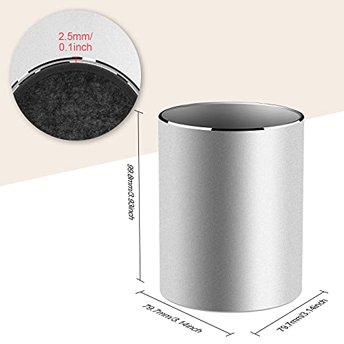 Vaydeer Metal Pen Holder Aluminum Pencil Holder for desk, Round Desktop Organizer and Silver Pencil Cup for Office, School, Home and Stationary Supplies (3.15 x 3.15 x 3.94 Inches) - color: Silver