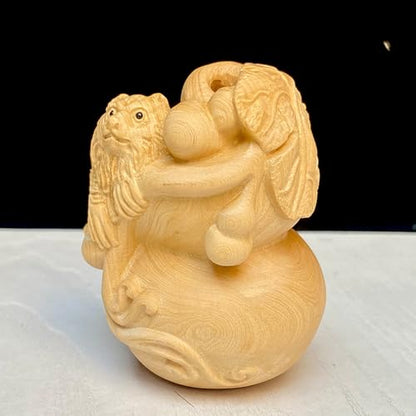 Antique Cucurbits Wooden Statue Accents Zen Meditation Wood Sculpture Decor for Living Room Spa Or Yoga Studio Centerpiece Books Living Room Bedroom Ornament
