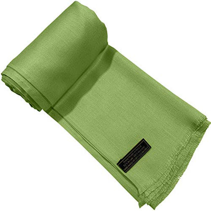 CJ Apparel Solid Color Fringe Design Fringe Shawl Scarf Wrap Stole Throw Head Wrap Pashmina Gift Hand Made in Nepal New - color: Green Fc1052