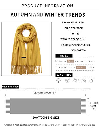 Pashmina Shawl Women Winter Scarf Warm Wedding Wraps Ladies Scarves for Evening Dresses - color: Yellow