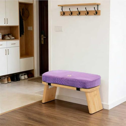 Meditation Bench, Bamboo Meditation Stool, Folding Kneeling Meditation Bench, Seiza Prayer Bench, Prayer Bench with Meditation Cushion, Kneeling Stool(Purple-Bag) - color: Purple-bag