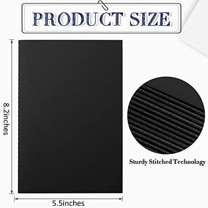 Sabary 72 Pack Kraft Paper Notebook Journals 5.5 Inch x 8.3 Inch A5 Notebook in Bulk Softcover Ruled for Writing Sketch Travel Journal with 60 Pages 30 Sheets(Black,Unlined) - color: Black, style: Unlined